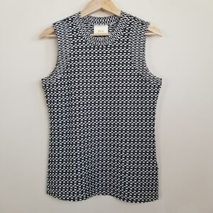 Maeve Textured Geometric Sleeveless Knit Top Medium
